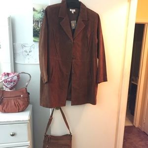 Brown suede jacket.